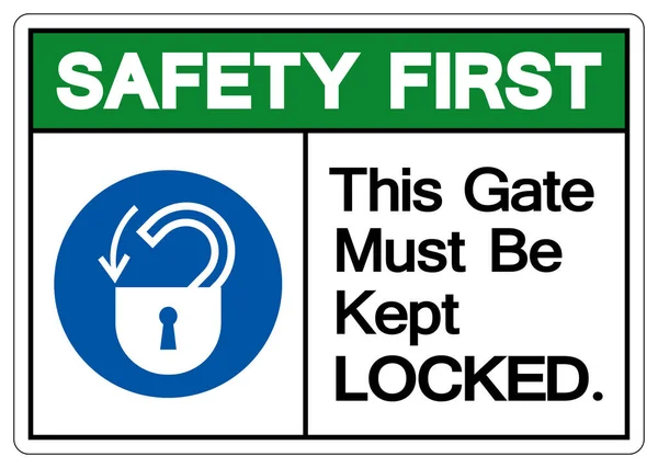 Güvenlik Önce Kapı Kilitlenmeli Sembol Işareti Vektör Ilüzyonu Beyaz Arka — Stok Vektör