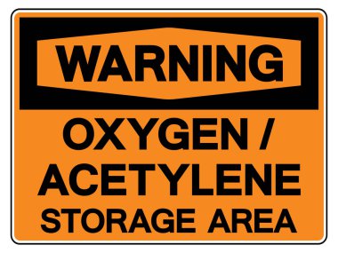 Uyarı Oksijen Asetilen Depolama Alanı Sembol İşareti, Vektör İllüstrasyonu, Beyaz Arkaplan Etiketinde İzolasyon. EPS10
