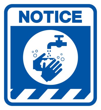 Lütfen dikkat, Beyaz Arkaplan Etiketinde İzole Edilmiş El Sembolü İşaretinizi, Vektör İllüzyonunu Yıkayınız. EPS10 