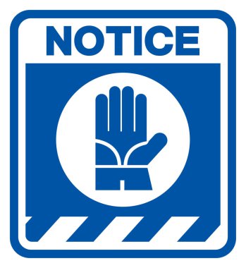 Dikkat edin, Eldiven Koruma Sembolü İşareti, Vektör İllüstrasyonu, Beyaz Arkaplan Etiketinde İzole Edin. EPS10