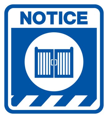 Dikkat edin, Kapı Otomatik Sembol İşareti, Vektör İllüstrasyonu, Beyaz Arkaplan Etiketinde İzole Edildi. EPS10