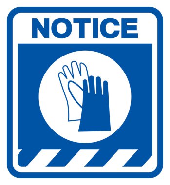 Dikkat edin, Lastik Eldiven Koruma Sembolü İşareti, Vektör İllüstrasyonu, Beyaz Arkaplan Etiketinde İzole Edin. EPS10