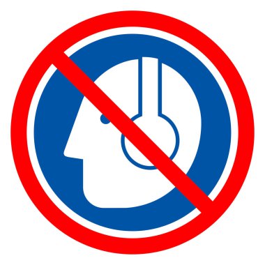 Kulak Koruyucu Sembol İşareti, Vektör İllüstrasyonu, Beyaz Arkaplan Etiketi 'nde İzole EPS10.