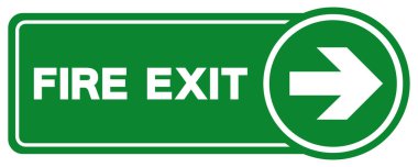 Çıkış Oku Çıkış İşaretini Ateşle, Vektör İllüstrasyonu, Beyaz Arkaplan Etiketinde İzole Et. EPS10