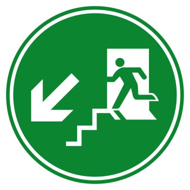 Merdiven İniş Sembolü İşareti, Vektör İllüzyonu, Beyaz Arkaplan Etiketinde İzole Edilme. EPS10 