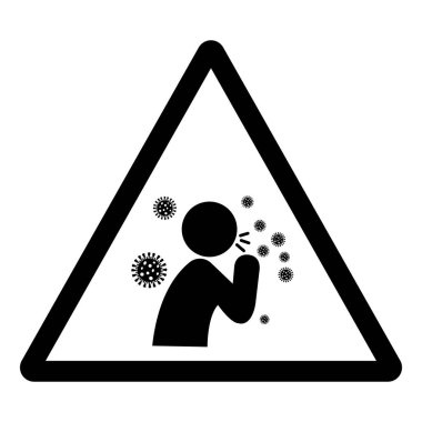 Yeni Öksürük Semptomları Covid-19 Sembol İşareti, Vektör İllüstrasyonu, Beyaz Arkaplan Etiketinde İzole EPS10.