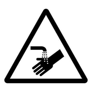 Lütfen Beyaz Arkaplan Etiketinde İzole Edilmiş El Sembolü Tabelasını, Vektör İllüzyonunu Yıka. EPS10