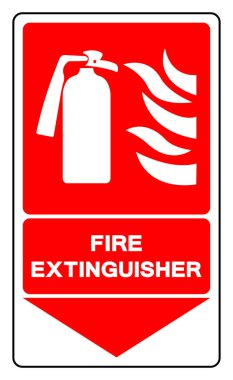 Yangın söndürücü Sembol İşareti, Vektör İllüstrasyonu, Beyaz Arkaplan Etiketinde İzole EPS10. 