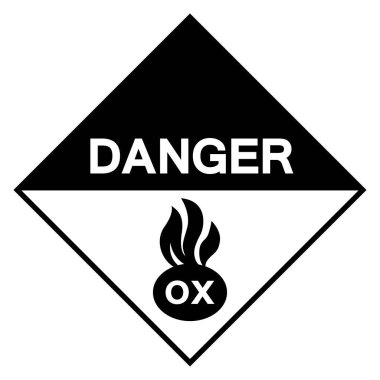Tehlike Oksitleyici Madde İşareti, Vektör İllüzyonu, Beyaz Arkaplan Etiketinde İzole Edilme. EPS10
