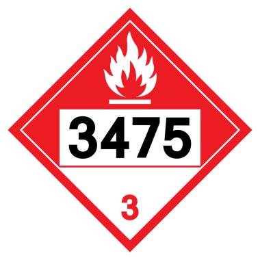 Etanol ve benzin NOS UN3475 Sembol İşareti, Vektör İllüstrasyonu, Beyaz Arkaplan İzolasyonu, Etiket. EPS10