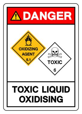 Tehlike Zehirli Sıvı Oksitleme Sembol İşareti, Vektör İllüzyonu, Beyaz Arkaplanda İzole Edilme, Etiket. EPS10