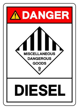 Tehlike Diesel Sembol İşareti, Vektör İllüzyonu, Beyaz Arkaplanda İzolasyon, Etiket. EPS10
