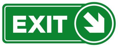 Çıkış Oku Sağ Aşağı Sembol İşareti, Vektör İllüstrasyonu, Beyaz Arkaplan Etiketinde Tecrit. EPS10