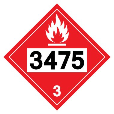 UN3475 Yanıcı Sıvı Sembol İşareti, Vektör İllüstrasyonu, Beyaz Arkaplanda İzolasyon, Etiket .EPS10