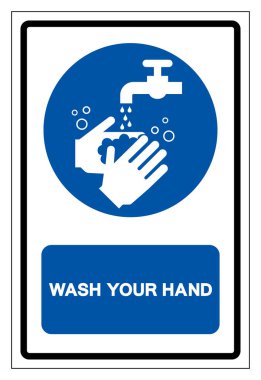 El Sembol İşaretini Yıka, Vektör İllüzyonu, Beyaz Arkaplan Etiketinde İzole Edilmiş. EPS10 