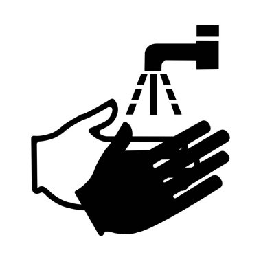 Elinizi Siyah Simge, Vektör İllüzyonu, Beyaz Arkaplan Etiketinde İzole Edin. EPS10 