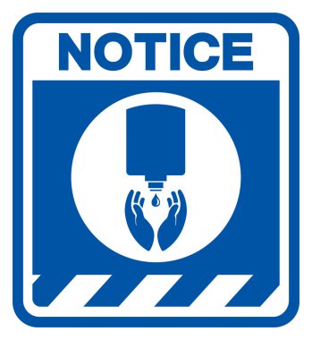 Dikkat El Temizleyici Sembol İşareti, Vektör İllüstrasyonu, Beyaz Arkaplan Etiketinde Tecrit. EPS10