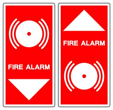 Yangın Alarmı Sembol İşareti, Vektör İllüzyonu, Beyaz Arkaplan Etiketinde İzole Edin. EPS10