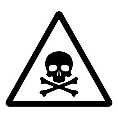 Skull Hazadous Kimyasal Sembol İşareti, Vektör İllüzyonu, Beyaz Arkaplan Etiketinde İzole Edilmiş. EPS10