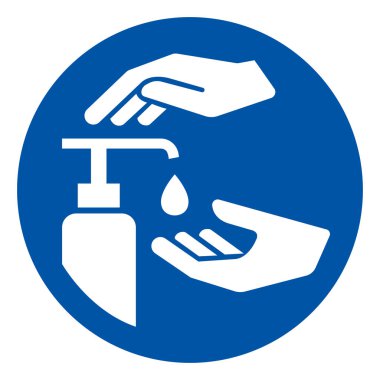 El Dezenfektanı Sembol İşareti, Vektör İllüzyonu, Beyaz Arkaplan Etiketinde İzole Et. EPS10