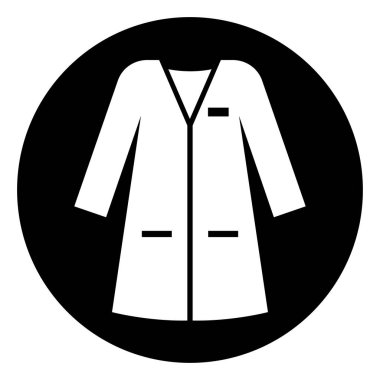 Laboratuvar Önlüğü Sembol İşareti, Vektör İllüzyonu, Beyaz Arkaplan Etiketi İzole Et. EPS10