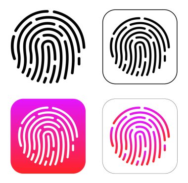 Dokunmatik Kimlik Sembol İşareti, Vektör İllülasyonu, Beyaz Arkaplan Etiketinde İzole EPS10.