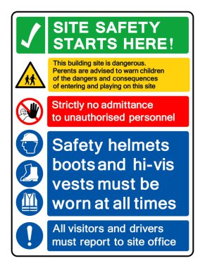 Alan Güvenliği Başlangıç Sembol İşareti, Vektör İllüstrasyonu, Beyaz Arkaplan Etiketinde Tecrit. EPS10