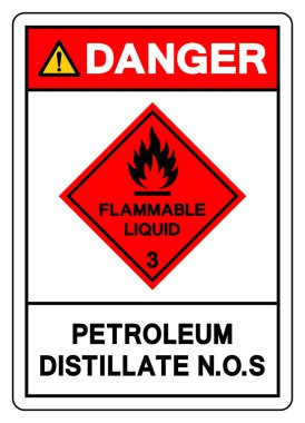 Tehlike Petrol Damıtılmış N.O.S Sembol İşareti, Vektör İllüzyonu, Beyaz Arkaplanda İzole Edilme, Etiket. EPS10