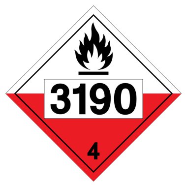 UN3190 Kendiliğinden Yanıcı Sembol İşareti, Vektör İlülasyonu, Beyaz Arkaplan Etiketinde İzole EPS10