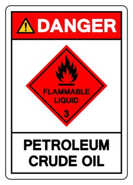 Tehlike Petrolü Kaba Yağ Sembolü İşareti, Vektör İllüstrasyonu, Beyaz Arkaplanda İzolasyon, Etiket. EPS10