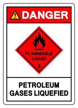 Tehlike Petrol Gazları Sıvılaştırılmış Sembol İşareti, Vektör İllüstrasyonu, Beyaz Arkaplanda Tecrit, Etiket. EPS10
