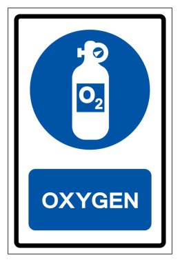 Oksijen Sembol İşareti, Vektör İllüstrasyonu, Beyaz Arkaplan Etiketinde İzole EPS10.