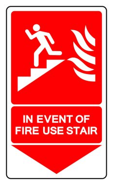 Yangın Vakası Merdiven Sembolü İşareti, Vektör İllüstrasyonu, Beyaz Arkaplan Etiketinde İzole Et. EPS10