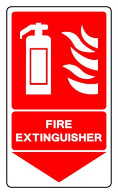 Yangın söndürücü Sembol İşareti, Vektör İllüstrasyonu, Beyaz Arkaplan Etiketinde İzole EPS10.