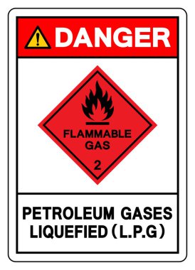 Tehlike Petrol Gazları Sıvılaştırılmış LPG Sembol İşareti, Vektör İllüstrasyonu, Beyaz Arkaplanda İzole Edilme, Etiket. EPS10