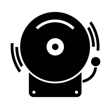 Yangın Alarmı Siyah Simgesi, Vektör İllüstrasyonu, Beyaz Arkaplan Etiketinde İzole Edin. EPS10