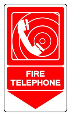 Yangın Telefonu Sembol İşareti, Vektör İllüzyonu, Beyaz Arkaplan Etiketinde İzole Edin. EPS10