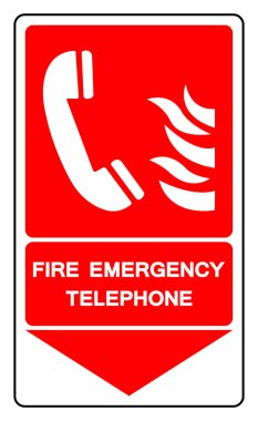 Yangın Acil Telefon Sembol İşareti, Vektör İllüzyonu, Beyaz Arkaplan Etiketi İzole Et. EPS10