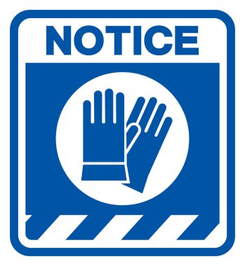 Dikkat: Güvenlik Eldiveni Sembol İşareti, Vektör İllüstrasyonu, Beyaz Arkaplan Etiketinde İzole Etki. EPS10