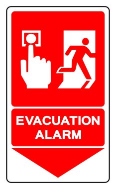 Tahliye Alarmı Sembol İşareti, Vektör İllüzyonu, Beyaz Arkaplan Etiketinde İzole EPS10.