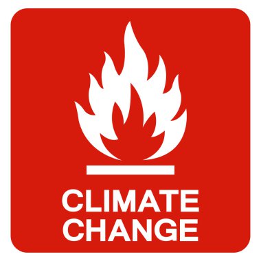 İklim Değişikliği Sembol İşareti, Vektör Çizimi, Beyaz Arka Plan Etiketi Üzerine İzole. Eps10