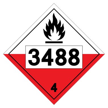 UN3488 Isıtma Katı Oganik Sınıf 4 Sembol İşareti, Vektör İllüstrasyonu, Beyaz Arkaplan Etiketi İzole Et. EPS10