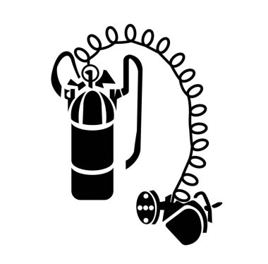 Solunum Cihazı Siyah Simgesi, Vektör İllüzyonu, Beyaz Arkaplan Etiketinde İzole Edilme. EPS10