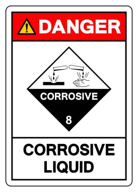 Tehlike Aşındırıcı Sıvı Sembol İşareti, Vektör İllüstrasyonu, Beyaz Arkaplanda İzolasyon, Etiket. EPS10