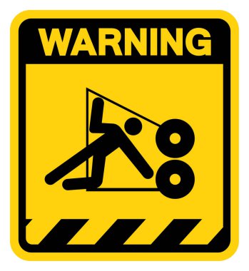 Ezilme Tehlike Uyarı İşareti, Vektör İllüzyonu, Beyaz Arka plan Etiketinde Tecrit. EPS10