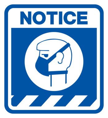 Dikkat Yüz Maskesi Sembol İşareti, Vektör İllüstrasyonu, Beyaz Arkaplan Etiketinde Tecrit. EPS10