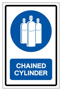 Zincirli Silindirler Sembol İşareti, Vektör İllüzyonu, Beyaz Arkaplan Etiketinde İzolasyon. EPS10