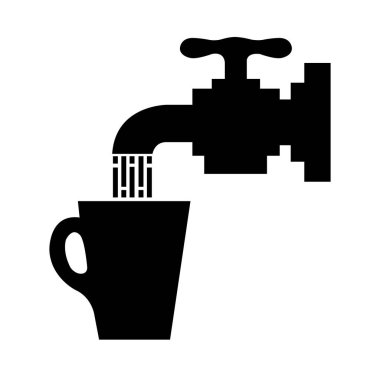 Su İçme Siyah Simgesi, Vektör İllüstrasyonu, Beyaz Arkaplan Etiketinde İzole Edilme. EPS10