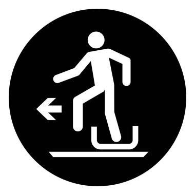 Toboggan 'dan Sol Sembol İşaretine, Vektör İlülasyonu, Beyaz Arkaplan Etiketinde İzole Edilmiştir. EPS10