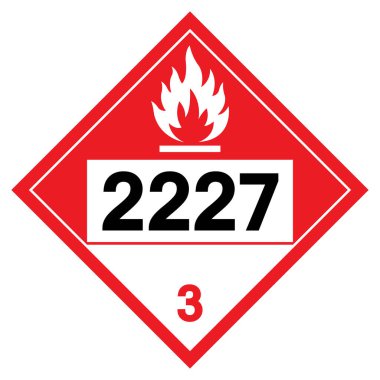 Yanıcı Sıvı NOS UN2227 Sembol İşareti, Vektör İllüstrasyonu, Beyaz Arkaplanda İzolasyon, Etiket .EPS10